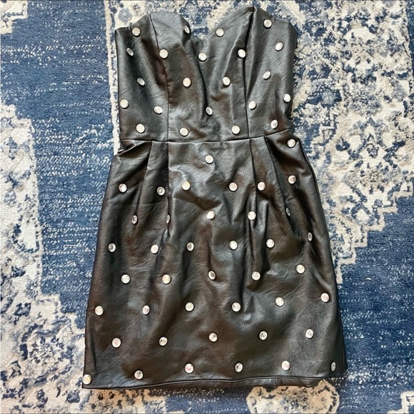 Topshop Leather Sequin mini Black Dress ' - Picture 5 of 7